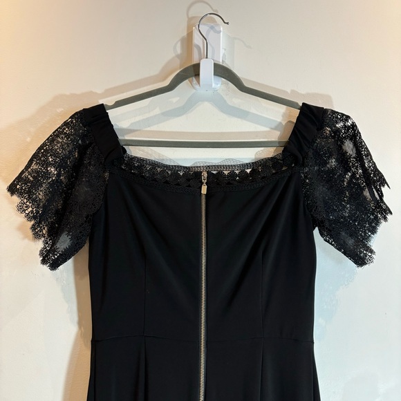 FRANK LYMAN Sz 8 Jumpsuit Off the Shoulder Jersey Knit Exposed Zipper Lace NEW - Picture 6 of 10